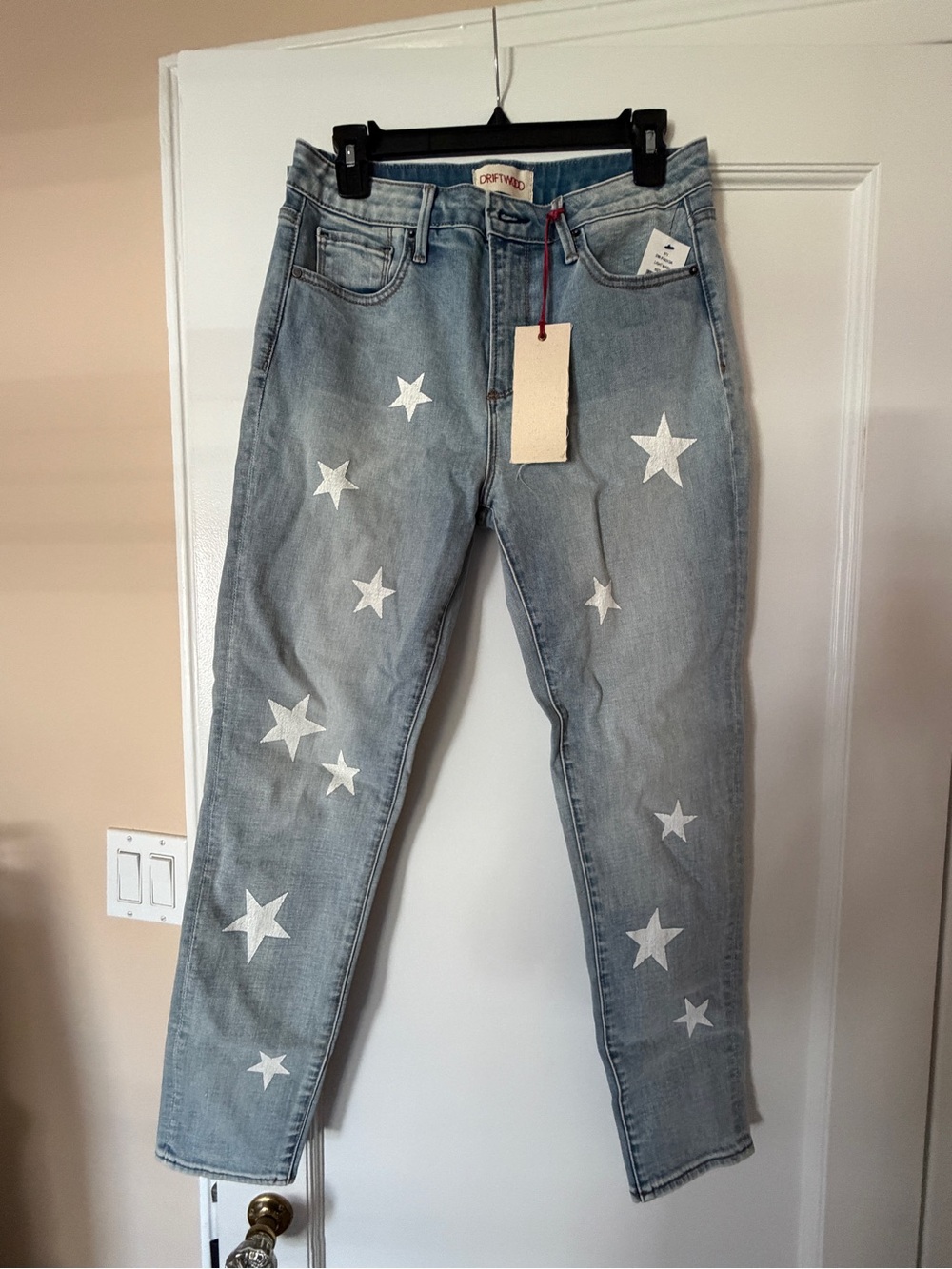 New with tags! DRIFTWOOD Light Blue Jeans with White Star Print